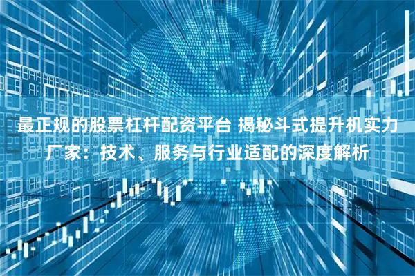 最正规的股票杠杆配资平台 揭秘斗式提升机实力厂家：技术、服务与行业适配的深度解析